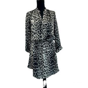 ARITZIA T. Babaton gray Bennett silk leopard cheetah print long sleeve dress M